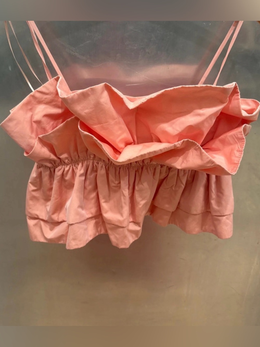 Zara Pink Ruffle Bandeau Crop Top